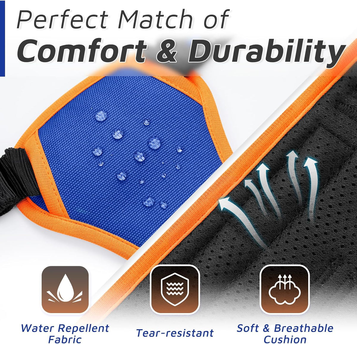 Eagloo Dog Harness for Large Dogs, No Pull Service Vest with Reflective Strips and Control Handle, Adjustable and Comfortable for Walking, No Choke Pet Harness with 2 Metal Rings, Blue & Orange, XL