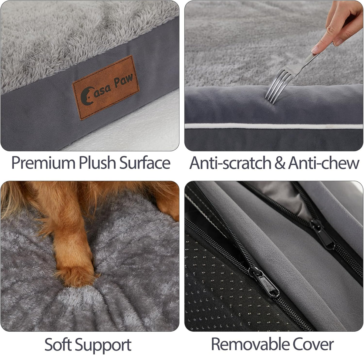 XXL Dog Beds with Bolsters, Extra Large Orthopedic Dogs Beds, Waterproof Dogs Beds XLarge, Egg-Crate Foam Dog Beds with Removable Washable Cover, Nonskid Bottom (XX-Large, Dark Grey)