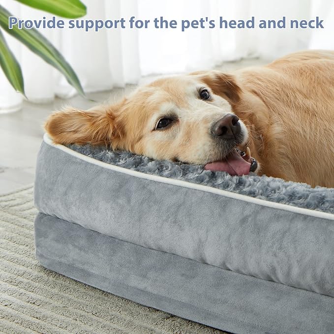 BFPETHOME Orthopedic Dog Beds for Extra Large Dogs, Waterproof Sofa XXL Pet Bed with Sides, Non-Slip Bottom and Egg-Crate Foam Big Dog Couch Bed with Washable Removable Cover,Pet Bed for Large Dogs