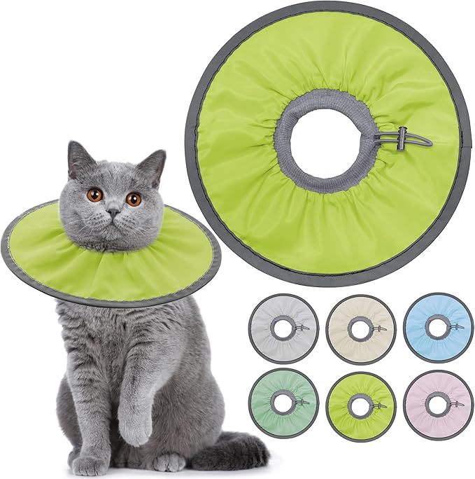Lightweight Cat Cone Collar Soft, Soft Comfortable Cat Recovery Collar After Surgery, Elizabethan E Collar for Cats, Cone for Cats to Stop Licking (Water Green, Medium)
