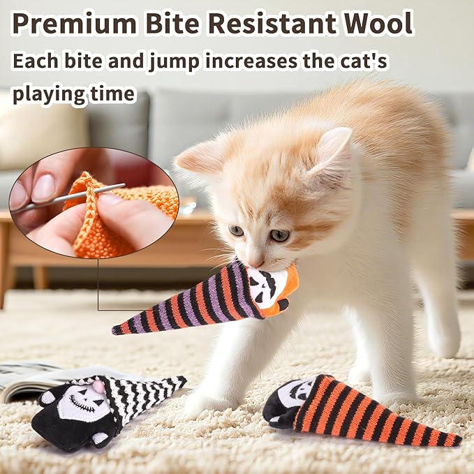 Retro Shaw Christmas Cat Toys Gnome, Xmas Safe Teeth Cleaning Catnip Toys for Indoor Cats Kitten, Interactive Cat Chew Kitty Kicker Toy for All Pet Breeds, 3 Pack