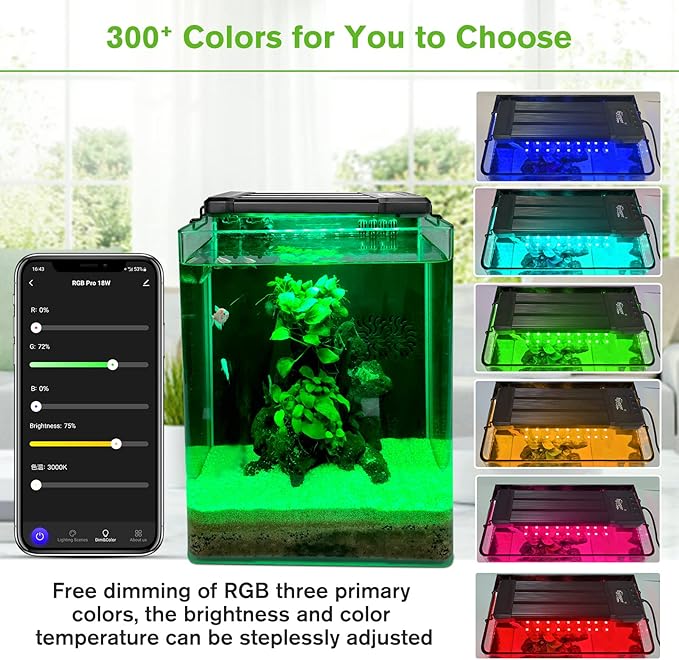 hygger 60W Smart Aquarium Light, Bluetooth LED Light with App Control, Full Spectrum Fish Tank Light with 24/7 Lighting Cycle, 5 Modes, Adjustable Timer, for 48"-55" Freshwater Planted Tank