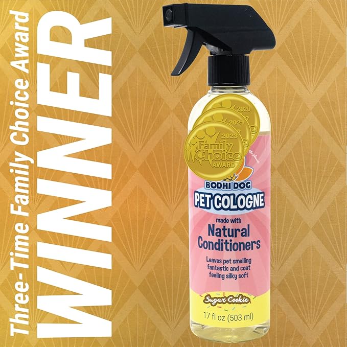Bodhi Dog Premium Dog Cologne - Deodorizing Dog Perfume & Conditioner for Dogs & Cats - Natural Long Lasting Spray - Keeps Pets Fresh All Day - Gentle, Safe Formula, Made in USA -Sugar Cookie 17 Fl Oz