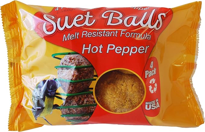 Wildlife Sciences Suet Balls 24 Pack, 6 Individually Wrapped Packs of 4 Bird Suet Balls (Hot Pepper Blend)