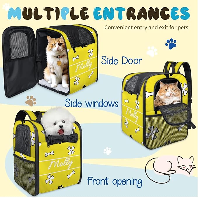 Cat Backpack Carrier-Customizable, Breathable Pet Carrier Backpack for Outdoor Travel/Vet Visits/Daily Use, Adjustable & Secure Design for Small Dogs and Cats Style8