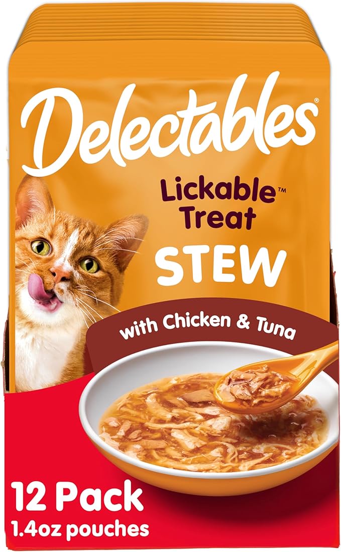 Hartz Delectables Stew Lickable Wet Cat Treats for Adult & Senior Cats, Chicken & Tuna, 1.4 Ounce (Pack of 12)