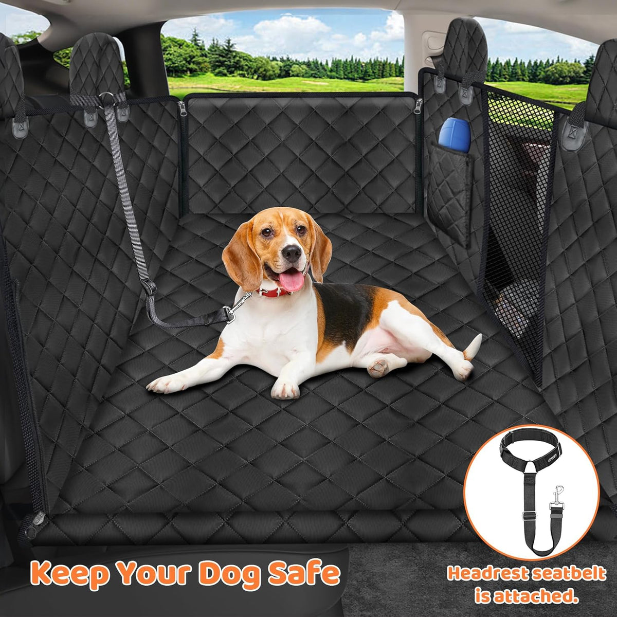 URPOWER Dog Back Seat Extender for Tesla Model Y, Hard Bottom Dog Car Seat Cover Holds 400 lbs, Waterproof Dogs Hammock for Car Pet Backseat & Door Protector Dogs Car Bed for Model Y 2025-2020