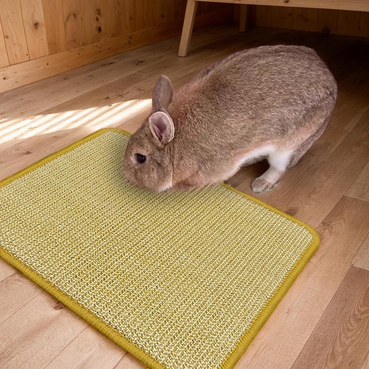 DYAUS Rabbit Scratching Pad, Sisal Bunny Scratch Pad, Natural Rabbit Foraging Mats for Cages, Indoor Bunny Toys Accessories for Bedding Biting Sleeping Resting (2PCS, 16x12in)