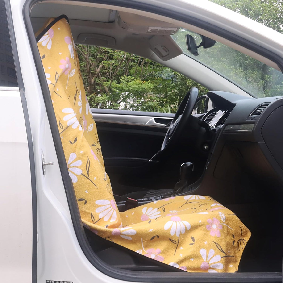 Car Seat Cover Protector Front Seats,for Gym Workout,Running,Swimming,Beach and Hiking,Waterproof Sweat Towel Bucket Seat Covers for Cars SUV Trucks (Chamomile and Yellow, 1Pcs)