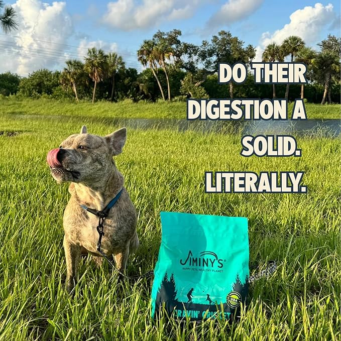 Jiminy's Cravin' Cricket Dry Dog Food, Sensitive Stomach, Improved Gut Health, Probiotic & Prebiotic, Hypoallergenic, Lower Carbon Footprint, Made in USA, 24lb Bag (Pack of 1)