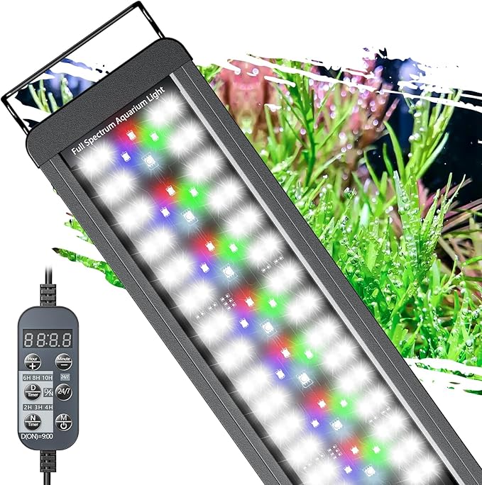 Pawfly 24W Aquarium LED Light for 30" to 36" Tanks 24/7 Extendable Fish Tank Light with Full Spectrum IP68 Waterproof with D/N Mode Single Color Effects Timer and Adjustable Brightness