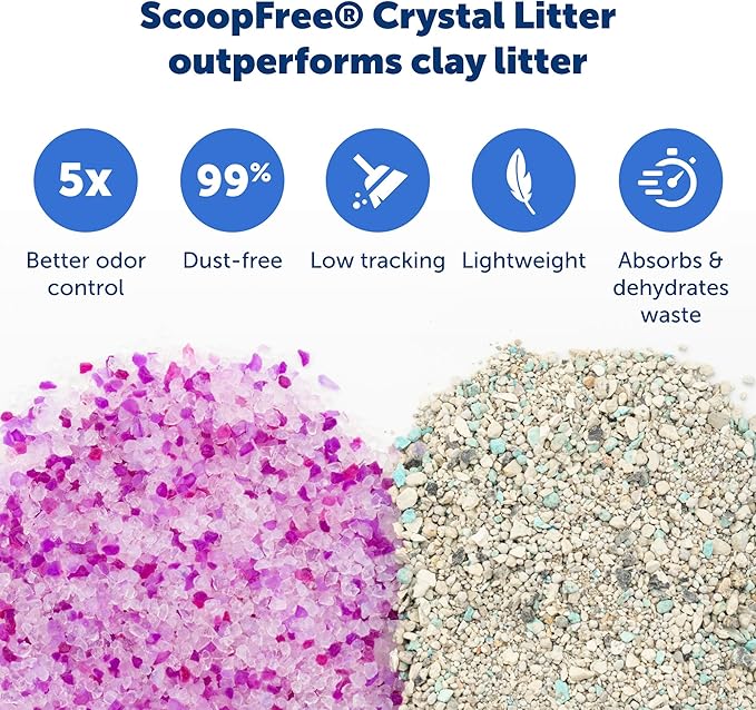 PetSafe ScoopFree Disposable Crystal Cat Litter Tray - Easy Cleaning Box - Refill Tray for Electric Litter Box - Lavender Scent - 4.3 lb Bags - 3 Pack