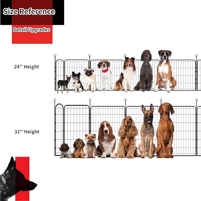 Portable Dog Crates & Playpen, 32'' Metal Pet Pen for Small/Medium Dogs, Easy-Carry Straps, Ideal for Indoor/Outdoor, Camping, RV, Yard (One Door)