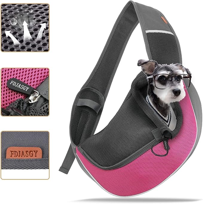 FDJASGY Pet Sling Carrier for Small Dogs Cats,Breathable Mesh Travelling Hand Free Puppy Backpack with Pouch and Adjustable Strap Carrier