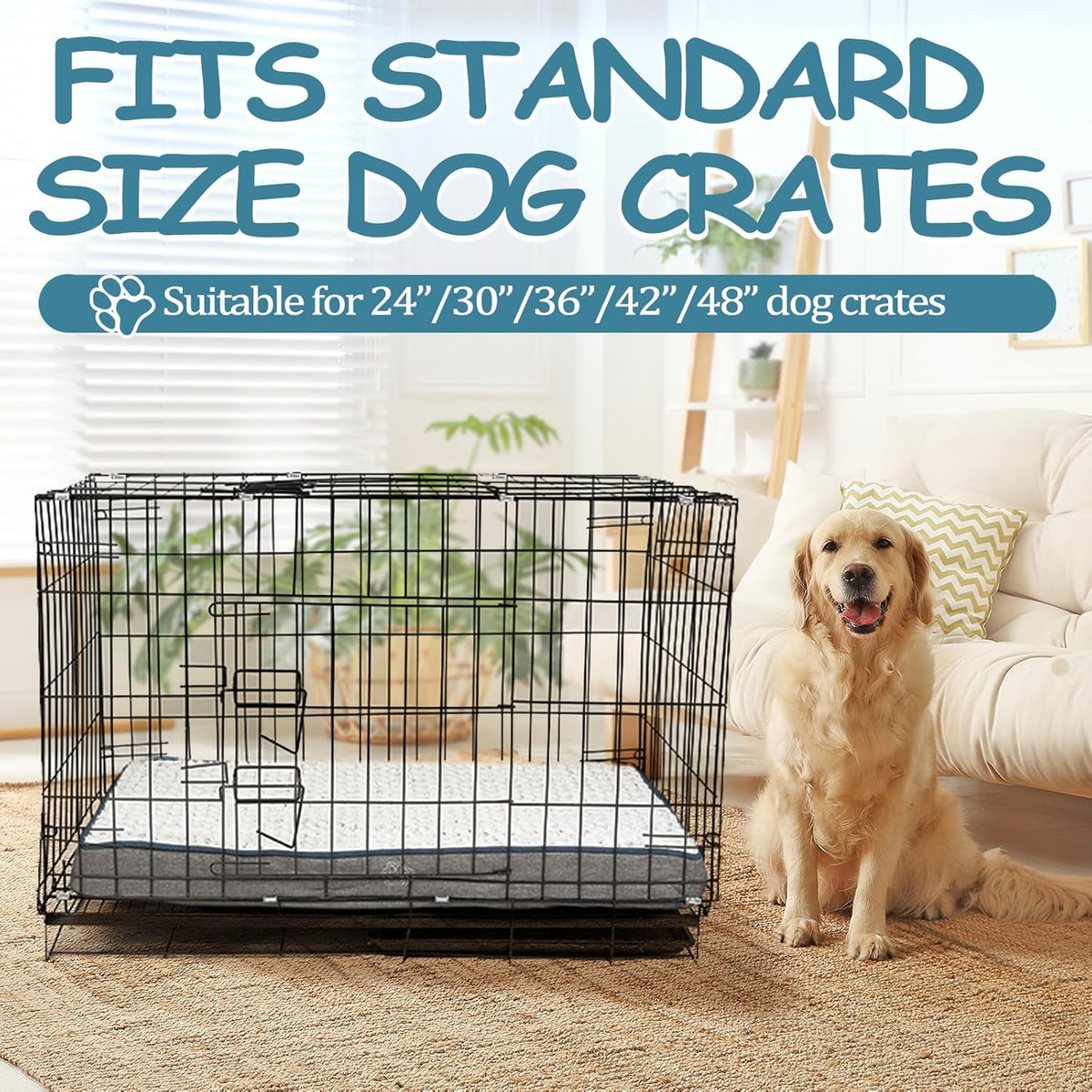 EMPSIGN Reversible Cool and Warm Dog Bed for Crate Pad, Pet Beds with Washable and Removable Cover, Dogs Crate Beds Sleeping Mats, Beds for Dog Crate for Large Medium Small Dogs, Grey