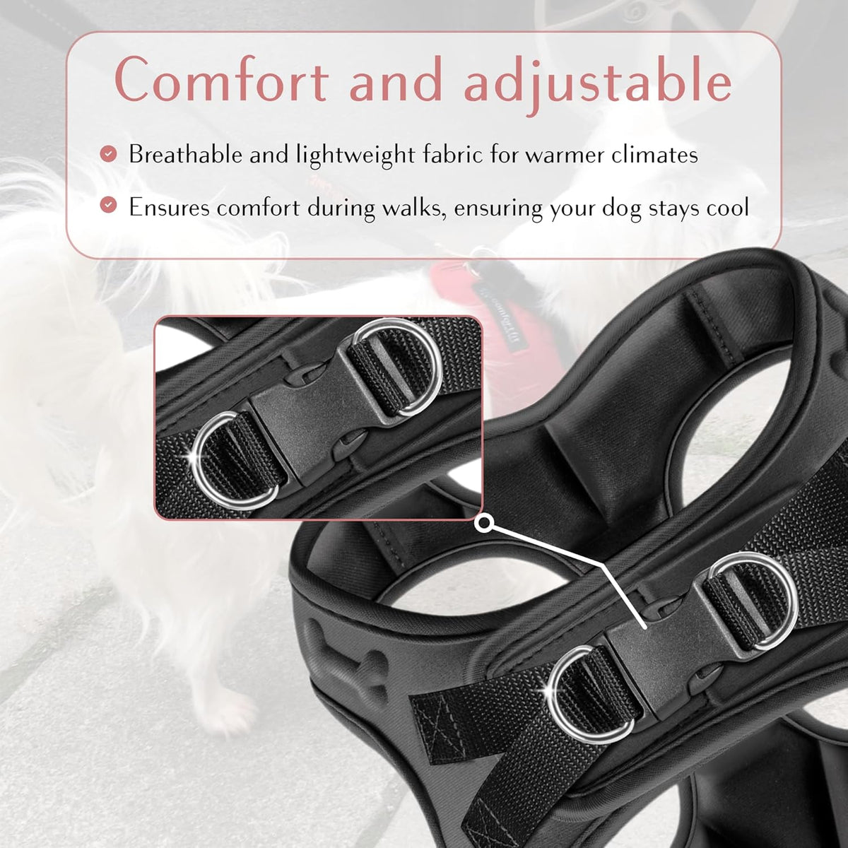 Comfort fit Step-in Dog & Puppy Harness - Comfortable All Weather Dog Vest Harness: Adjustable, Soft Padded, Easy to Put-on for Small, Medium-Sized Dogs.