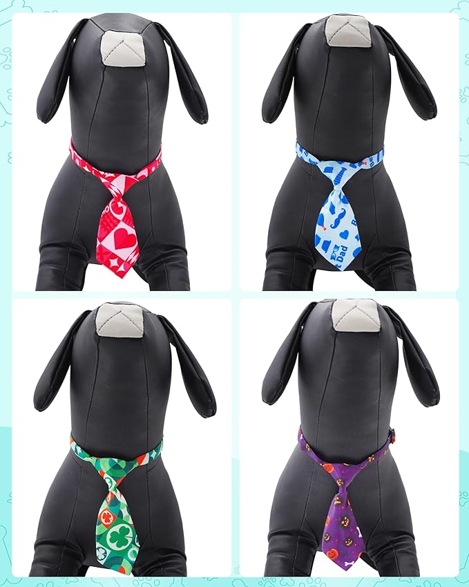 PET SHOW 10 Pack Holiday Small Dog Ties Neckties for Doggies Cats Adjustable Grooming Accessories Neck Ties Bowties Girl Boy Pets Festival Costumes Puppy Wedding Party Gift Favor