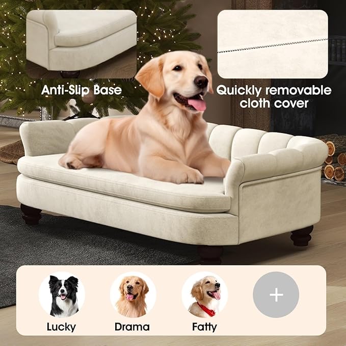 Dog Couch Sofa Bed, Comfortable Pet Sofa for Large and Medium Dogs, Soft Velvet Cushion, Durable Dog Furniture for Living Room