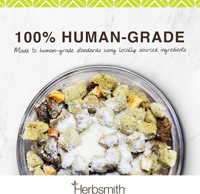 Herbsmith Smiling Dog Kibble Seasoning – Freeze Dried Cheese Food Topper - Premium White Cheddar – All Natural, Human-Grade Topper for Dogs 6.2 oz