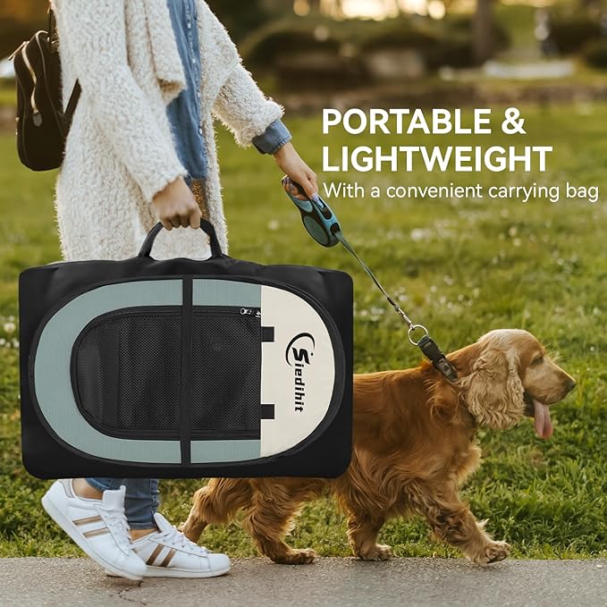Dog Playpen, Puppy Pet Playpen, Medium Dogs Tent Crates Cage Indoor/Outdoor, Portable Pop Up Dog Kennel Playpen with Carrying Case for Dogs/Cats/Rabbits, Removable Zipper Top, Grey