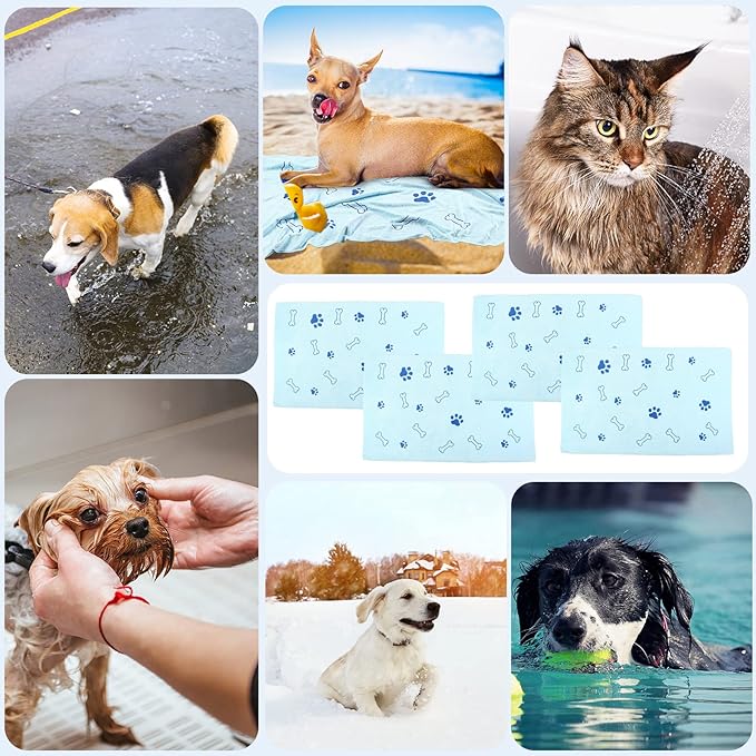 Chumia 4 Pcs Dog Towels for Drying Dog Puppy Bulk Microfiber Absorbent Paw Towel Pet Bathing Supplies Quick Drying for Medium Cats Pets Shower(24 x 40 Inch,Light Blue)
