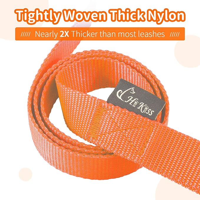 HIKISS Long Dog Leash Obedience Recall Training Agility Lead with Thickening Material for Large Dog - 15ft 20ft 30ft 50ft 100ft Training Leash(Orange 50ft)