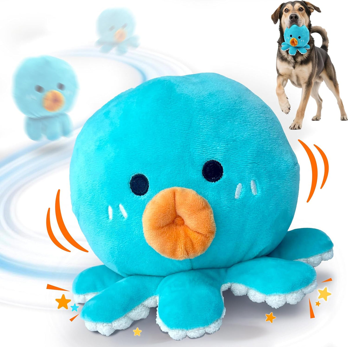 Interactive Dog Toys, Moving Squeaky Dog Toy Ball, Rechargeable Bouncing Rolling Puppy Ball Toy with Jumping Music Talking Mode for Puppy Small Medium Dogs to Keep Them Busy (Octopus)