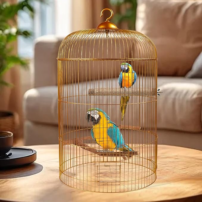 REHALY Large Bird Perch Stand, 5PCS Bird Perch Set - Natural Wood Grape Sticks, Paw Grinding Forks, Stand & Toys for Parakeets, Cockatiels, Conure, Budgies, Birds Cage Accessories