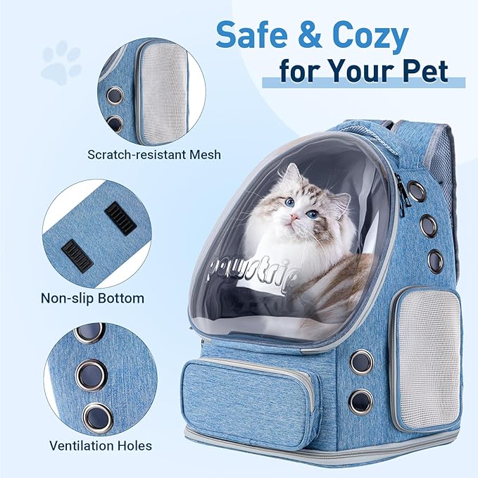 Cat Backpack Carrier with Bubble Window, Breathable & Foldable Pet Travel Carrier for Small Dogs and Cats, Airline-Approved for Hiking & Outdoor Use