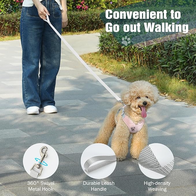 Pawaboo Small Dog Harness and Leash Set, Puppy Harness X-Frame No Pull No Choke, Dog Vest Harness Adjustable for Small Medium Sized Dogs, Soft Breathable Pet Harness for Walking Outing (S, Pink)