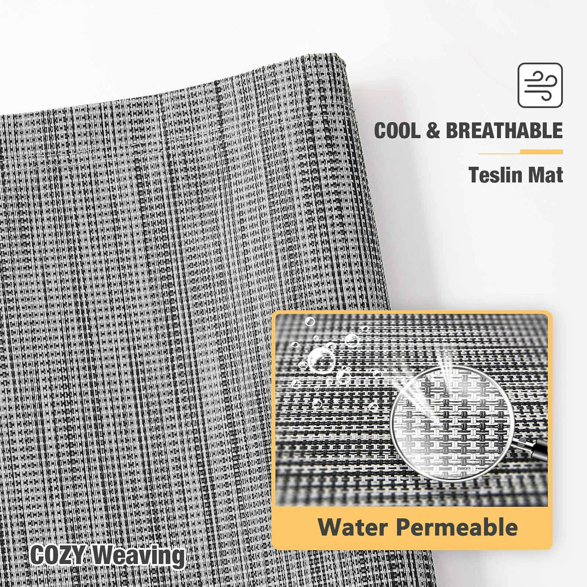 Veehoo Chew Proof Elevated Dog Bed - Cooling Raised Pet Cot - Silver Aluminum Frame and Durable Textilene Mesh Fabric, Unique Designed No-Slip Feet for Indoor or Outdoor Use, Black Silver, Medium