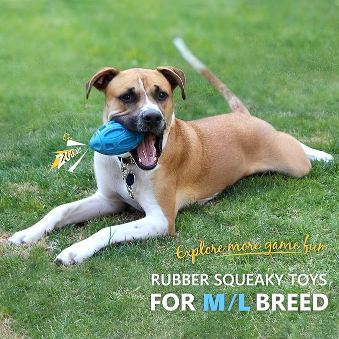 EASTBLUE Squeaky Dog Toys for Aggressive Chewers: Rubber Puppy Chew Ball with Squeaker, Almost Indestructible and Durable Pet Toy for Medium and Large Breed