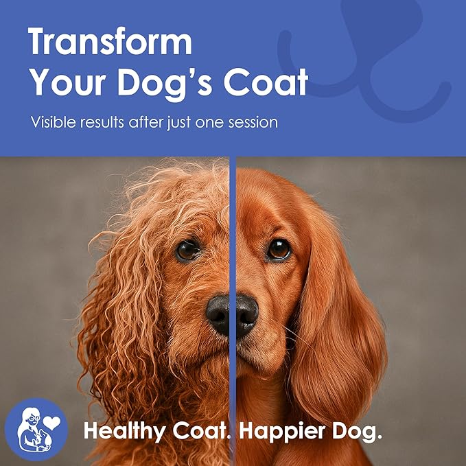 AKC-Dog & Cat Detangle Rake Style Brush | Durable & Effective | Anti- Slip & Easy Maintenance | Portable & Easy to Use | Stainless Steel Blades & Safety Guard | Detangling and Dematting Comb for Pets