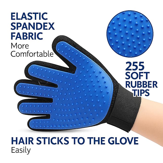 Cat Grooming Glove for Hair Removal – Pet Grooming Glove for Cats – Deshedding Brush Glove for Long Hair Cats – Cat Glove Brush Mitt – Soft Silicone Right Hand Glove – Easy to Clean