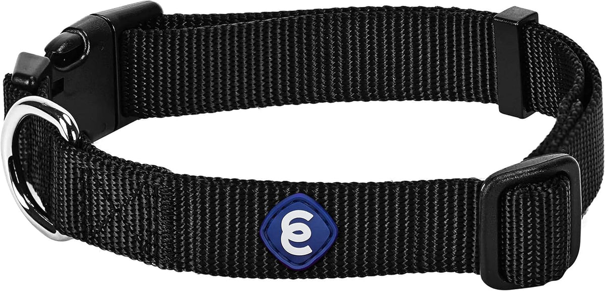 Blueberry Pet Essentials X-Small Dog Collar in Black | Adjustable & Eco-Friendly Durable Nylon Strap | Classic Collar for X-Small Dogs, Boy & Girl Pets