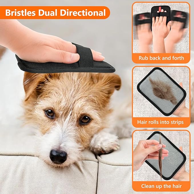 Pet Hair Removal Glove，Static Electricity Grooming Mitt Tool for Dogs & Cats - Remove Fur from Pets, Furniture, Car Seats