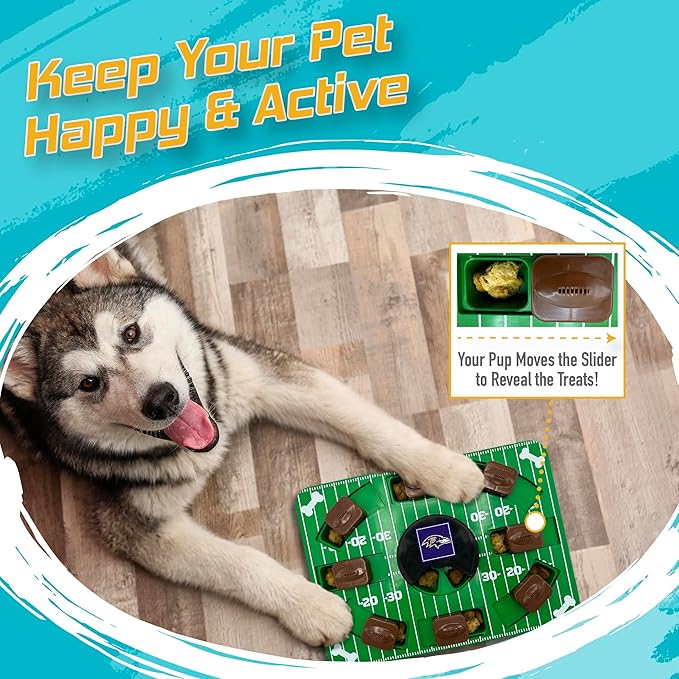Pets First NFL Baltimore Ravens Puzzle Toy, Interactive Dog Puzzle Treat Toy