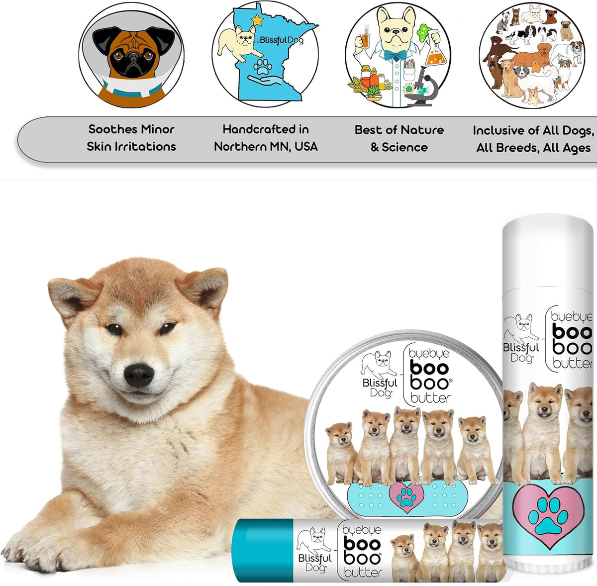 The Blissful Dog 1 oz TIN Shiba Inu Booboo Butter