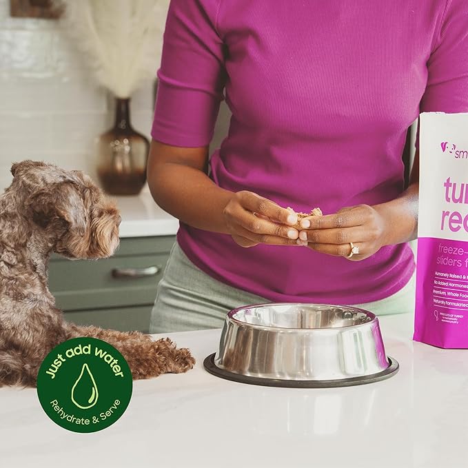 smallbatch Pets Freeze Dried Raw Dog Food, Turkey Recipe, 14 oz, Organic High Protein Dog Food, Grain Free, Made in The USA, Humanely Raised Meat, Single Protein, for Picky Eaters, Hydrate & Serve