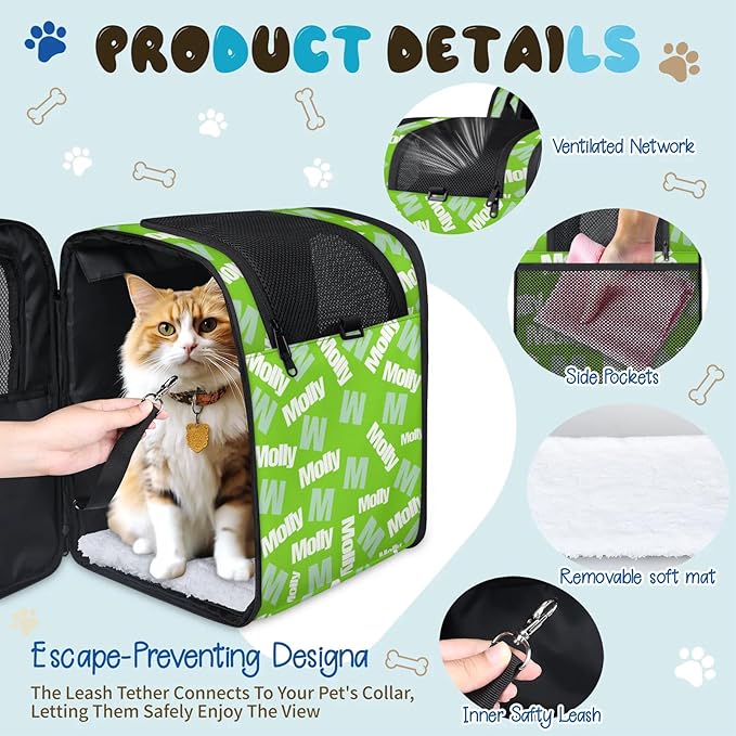 Cat Backpack Carrier-Customizable, Breathable Pet Carrier Backpack for Outdoor Travel/Vet Visits/Daily Use, Adjustable & Secure Design for Small Dogs and Cats Style4