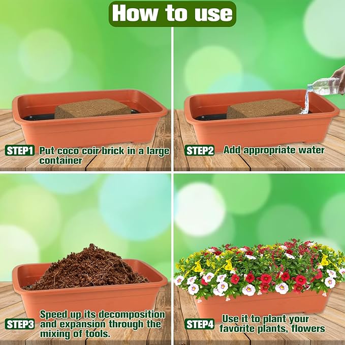 ZeeDix 5 Pack Coconut Coir Bricks, 100% Organic Compressed Coco Coir Brick Seed Starter Potting Soil for Plants, Premium Coconut Fiber Substrate with Low EC & pH Balance for Gardening Flower Herbs