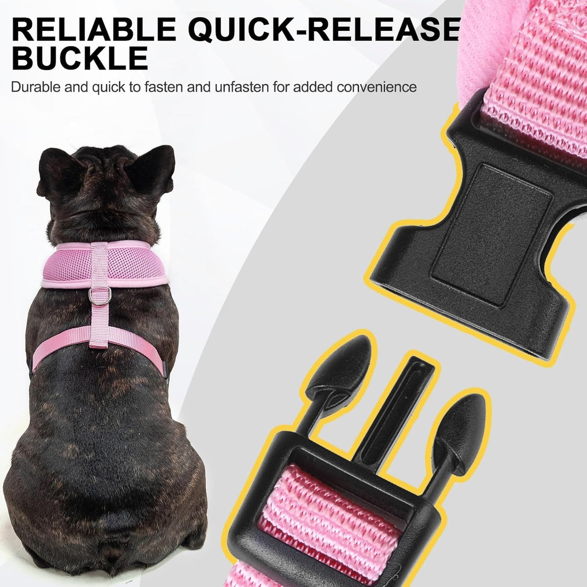 BINGPET No Pull Dog Harness,Soft Mesh Breathable All Weather Vest Harness,Safety Protection Design Durable Adjustable Step-in Easy Walk Dog Harness for Small Medium Large Dogs(LightPink,XL)