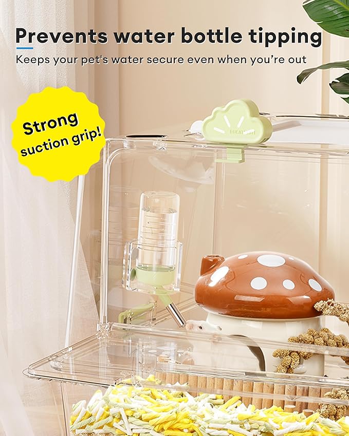 BUCATSTATE Hamster Water Bottles Holder with Magnetic, Drop-Resistant Water Bottle Stand with Adjustable Height, Fits Bottles up to Dia 2 inches, for Hamsters Small Pets (Only Water Bottle Holder)