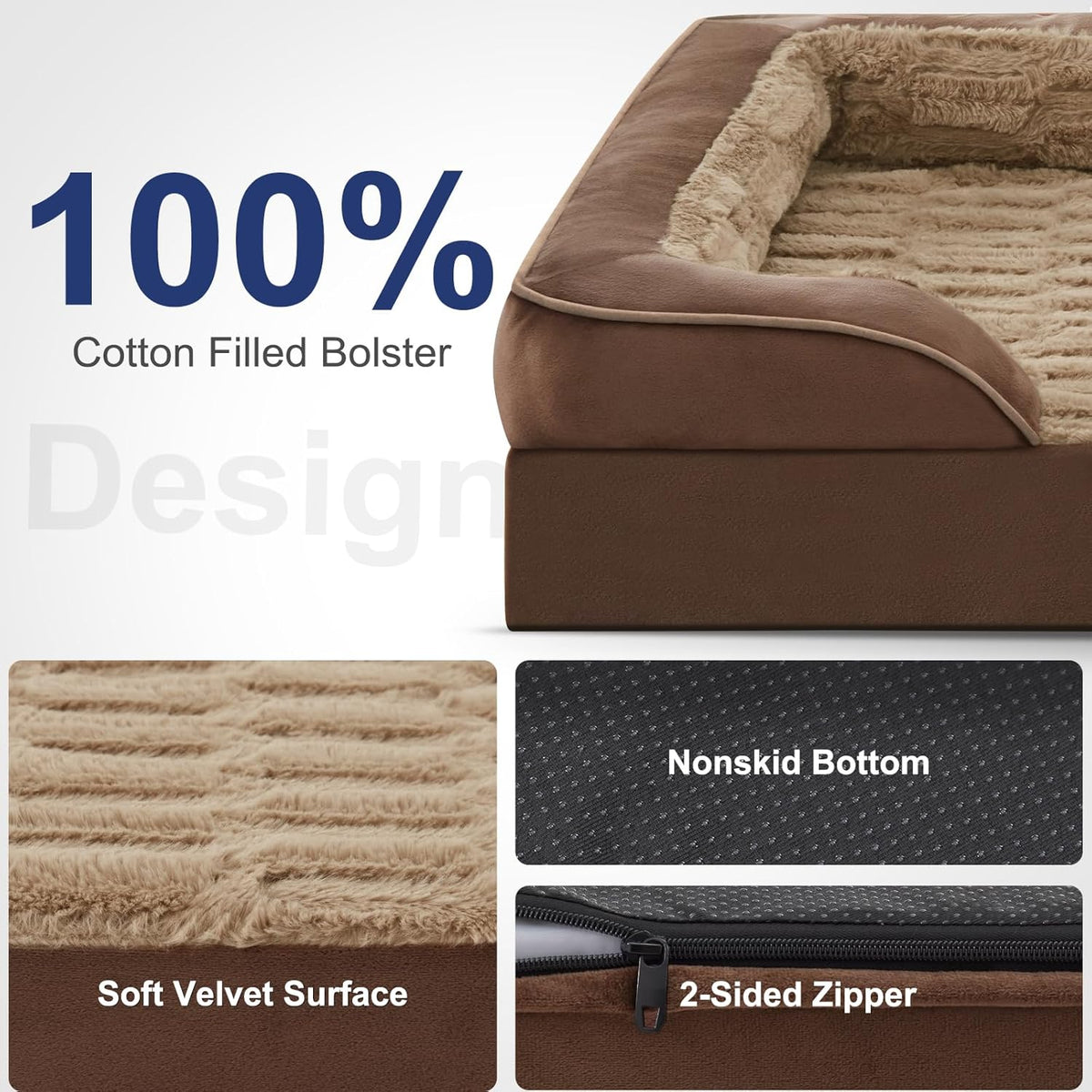 FURTIME Orthopedic Bed for Large Dogs, XL Washable Dog Beds Large Sized Dog, Comfy Supportive Foam Pet Couch Bed with Removable Washable Cover, Waterproof Extra Large Sofa Bed Foam and Nonskid Bottom