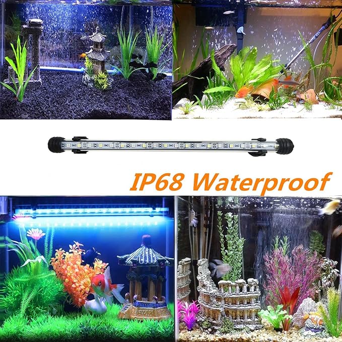 LED Aquarium Light, 23 inches Fish Tank Light RGB Color Underwater light Submersible Crystal Glass Lights, 33 LED Beads, Brightness Adjustable Memory Function, LED Light bar Stick for Fish Tank