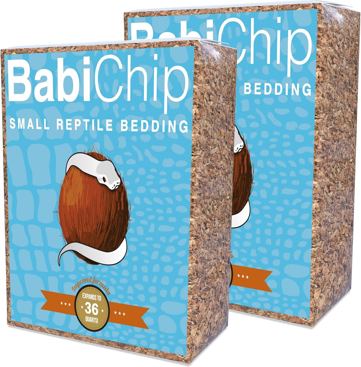 BabiChip Small Coconut Chip 36 Quart Loose Coco Reptile Substrate and Bedding for Gecko Terrariums, Tortoise Habitat, Ball Python Enclosures, and Bioactive Tanks (2 Pk)