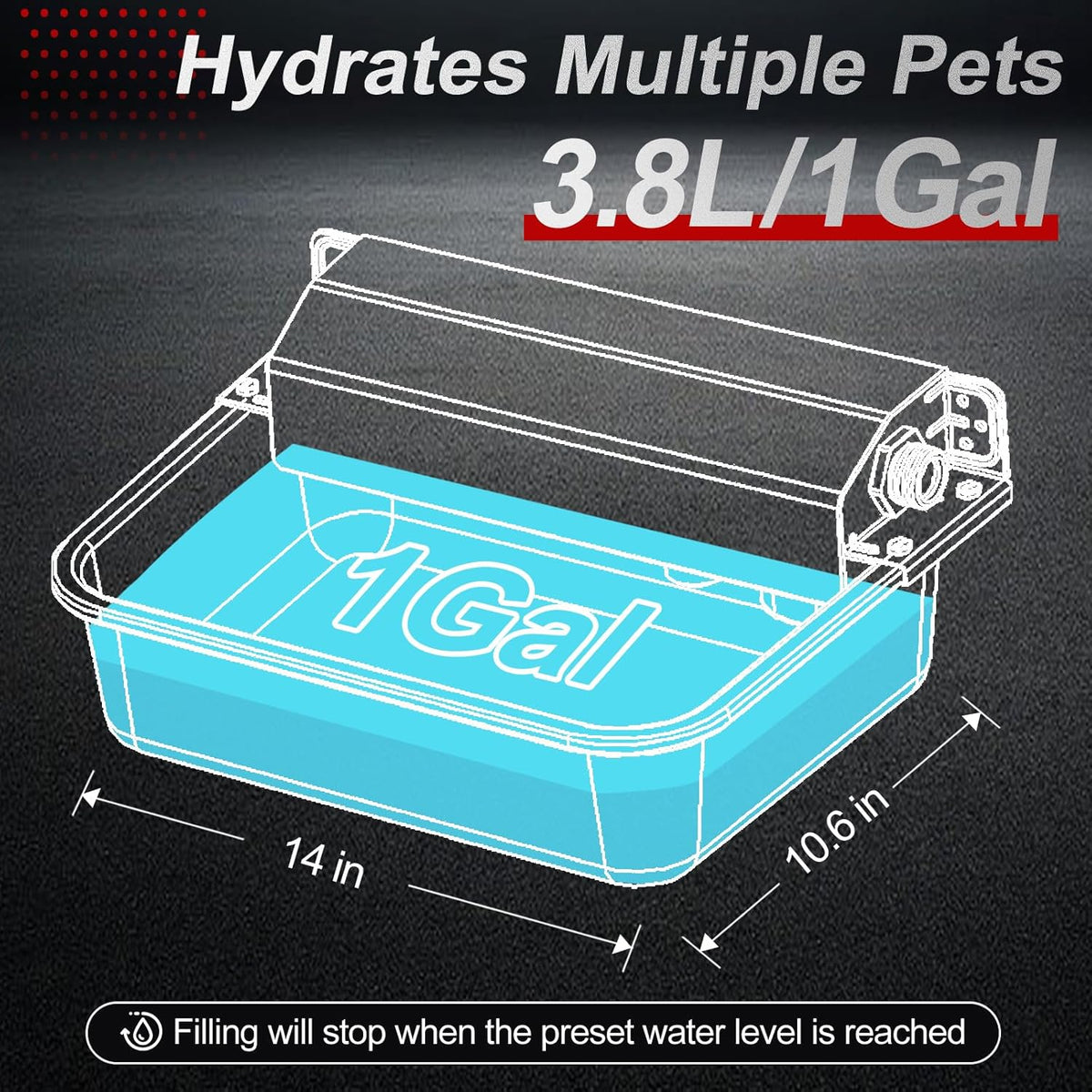 1Gal/3.8L Automatic Water Dispenser for Dogs, Patented Automatic Dog Waterer Bowl for Outdoor, Stainless Steel Water Bowl Dispenser for Livestock Chicken, Dog Feeder Fit 3/4'' GHT Faucet