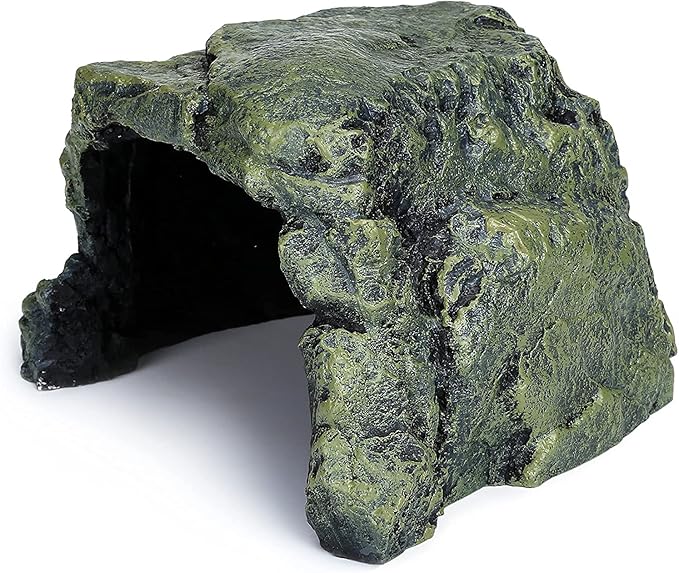 MODERNJOE'S Rock Hide Cave Hiding Place for Reptiles, Amphibians and invertebrates. Terrarium & Aquarium Decor. Perfect for Lizards,Snakes,Frogs,Turtles,Bearded Dragons - Large(6.7 x 7.3 x 4.5 inch)