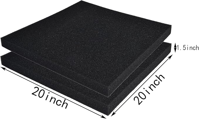 Hipanda 2 Pack Aquarium Bio Filter Sponge Pad 20"x20"x1.5",50PPI, Bio Filter Media Foam Pad Sponges, Cut-to-Size Open Cell Foam Sheet for Fish Tank