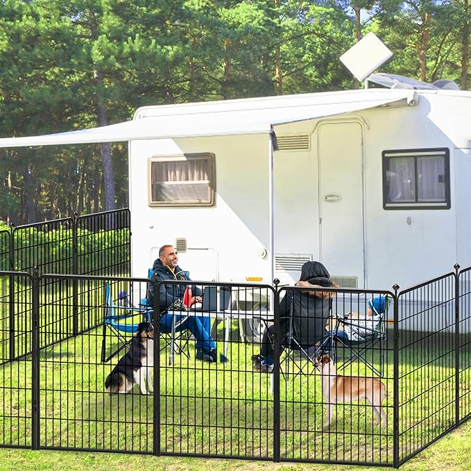 Dog Playpen, 40 inch 8 Panels Dog Fence Outdoor Heavy Duty Dog Pen for Large/Medium/Small Dogs, Indoor Puppy Playpen with Door Portable Pet Fence for RV Camping, Yard